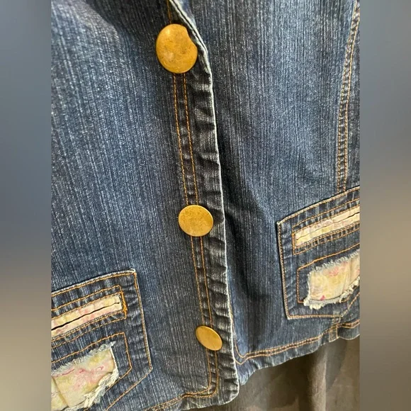 VSSP denim blazer jacket with floral details - Picture 6 of 9